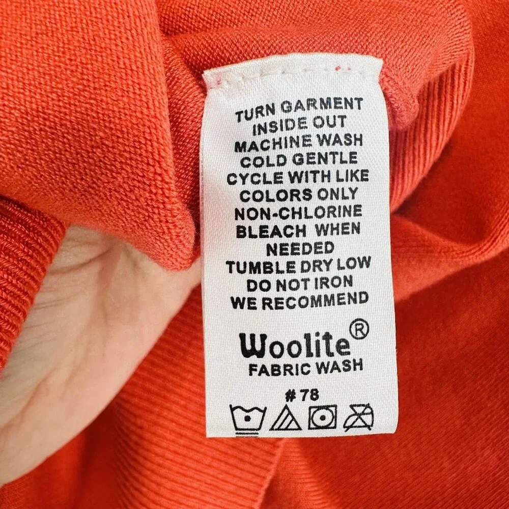 Hampshire Studio Coral Orange Mock Neck Knit Short Sleeve Zip Back Sweater 2X - Picture 6 of 7